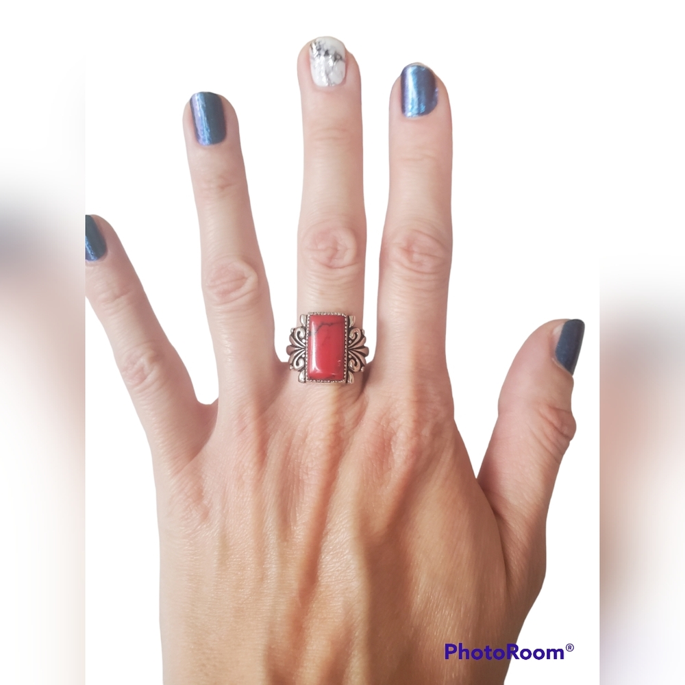 Red statement ring